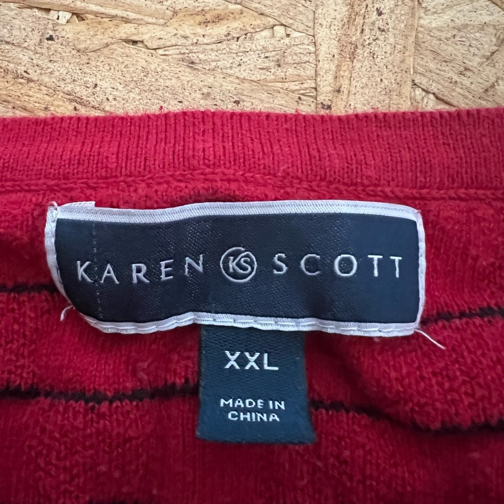 Karen Scott red and black sweater 100% cotton